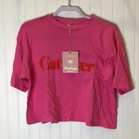 💖 Daydream Nation | Cat Lover Hot Pink Cropped T-Shirt Medium - Picture 7 of 8